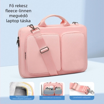 Férfi laptop táska, külső poliészter, belső nylon, cipzár, vízálló, könnyű, kopásálló, bővíthető kapacitás