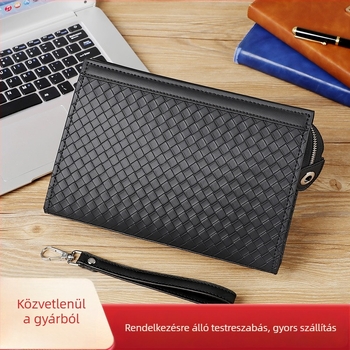 Férfi PVC-klutch táska szőtt mintával, üzleti-szabadidős stílus