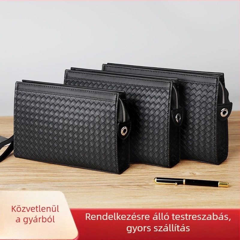 Férfi PVC-klutch táska szőtt mintával, üzleti-szabadidős stílus