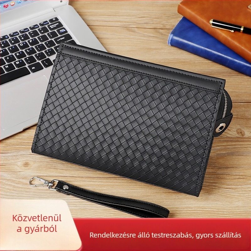 Férfi PVC-klutch táska szőtt mintával, üzleti-szabadidős stílus
