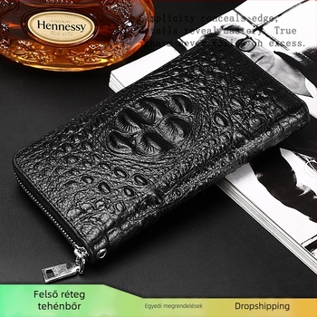 3D-s sárkányos bőr clutch férfiaknak, RFID-blokkoló pénztárca, nagy kapacitású kártyatartó és telefonzseb