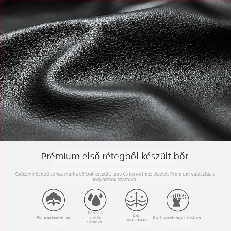 Férfi bőr kézitáska, városi minimalizmus, első réteg marhabőr, vízálló, ultrakönnyű
