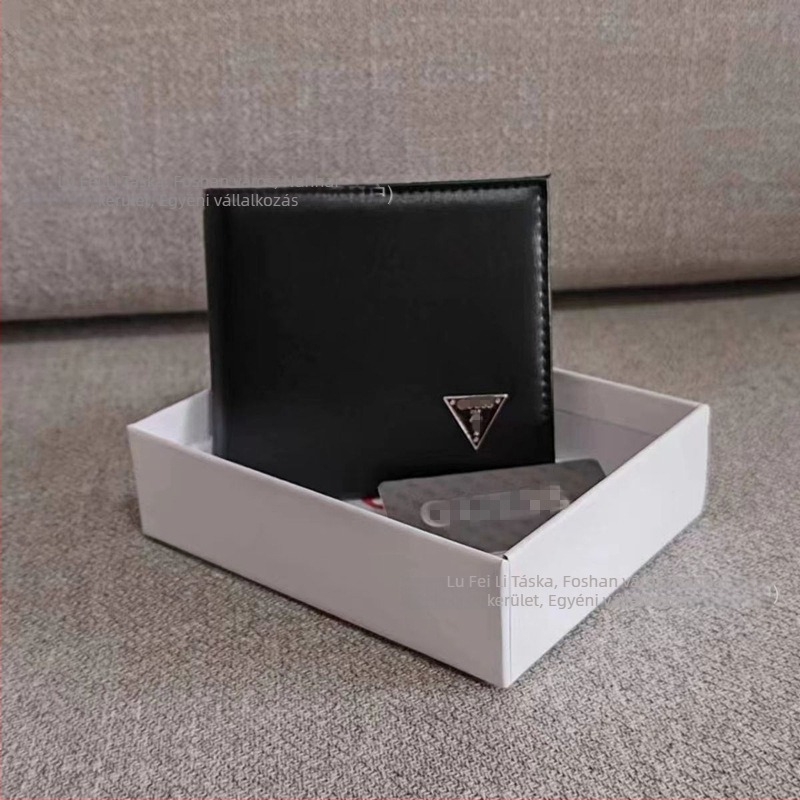 Férfi PU pénztárca, 1 hajtásos, vízszintes kialakítás, betű mintázat, PU bélés, 2024 tavasz