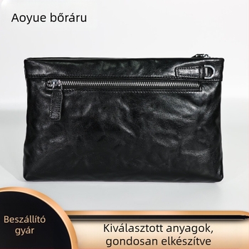 Férfi Clutch - Valódi bőr, Első réteg tehénbőr, Kézfogó minta, Vízálló, Belső bélés: poliészter