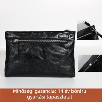 Férfi Clutch - Valódi bőr, Első réteg tehénbőr, Kézfogó minta, Vízálló, Belső bélés: poliészter
