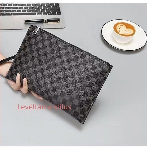 Férfi clutch táska, nagy kapacitású, üzleti stílusú, poliészter-pamut anyag, PVC bélés, márka Unique, háztartási tárolásra
