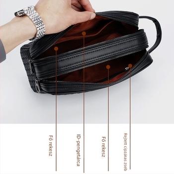 Férfi clutch táska — anyag: szuper rost, márka: Ruibli, bélés: szövött velúr, funkció: terhet csökkent