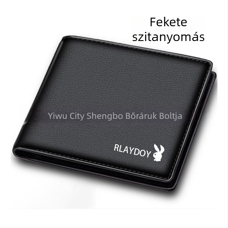 Férfi PU bőrből készült bi-fold pénztárca bankjegy-klippel, ID-ablakkal és rekeszekkel a kártyák számára, cipzáras rekesszel - vízszintes négyszög alakú, üzleti stílus