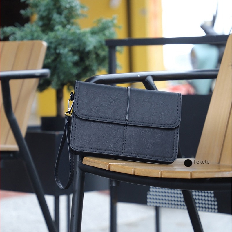 Férfi retro stílusú PU bőr clutch táska, kopásálló, mindennapi használatra, utazásokhoz és üzleti utakhoz