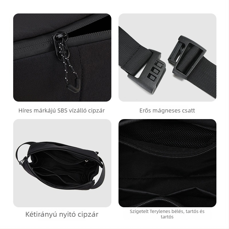 Nylon vízálló férfi keresztpántos táska, nagy kapacitású, sportos szabadidős stílus