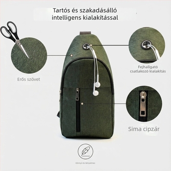 Férfi mellkas táska, crossbody stílus, Oxford anyagból, ultrakönnyű, kopásálló, bővíthető kapacitás