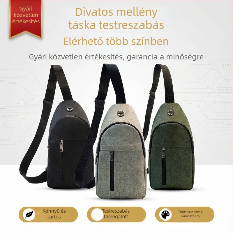 Férfi mellkas táska, crossbody stílus, Oxford anyagból, ultrakönnyű, kopásálló, bővíthető kapacitás