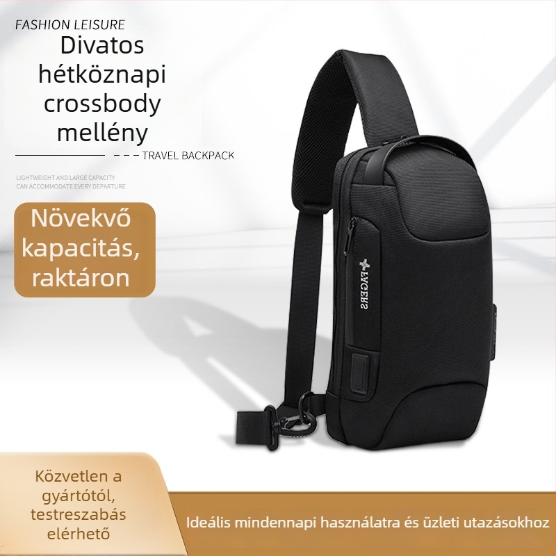 Férfi keresztpántos táska – utcai stílus, Oxford anyag, vízálló, ultrakönnyű, 8 hüvelykes laptoprekesz, szabadidős utazásokhoz