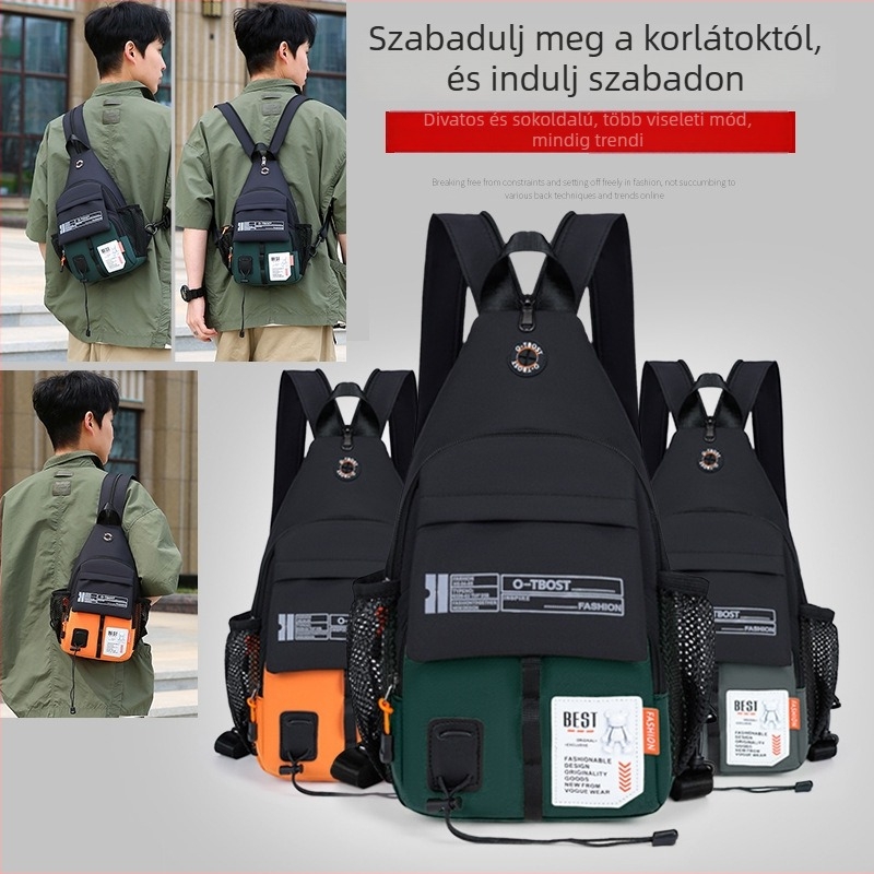 Leopard Sester kültéri válltáska - multifunkcionális, vízálló, nagy kapacitású, Oxford anyag, cipzár, belső zsebek telefon, ID és kamera