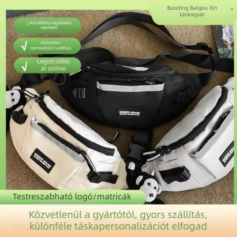 Férfi keresztpántos táska, városi egyszerű stílus, Oxford anyagból, cipzáras záródás, zsebek telefonhoz és dokumentumokhoz, belső zseb.