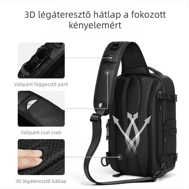 Outwalk Férfi taktikai mellkas táska kültéri vízálló keresztpántos táska, nagy kapacitású, 11 hüvelykes laptophoz