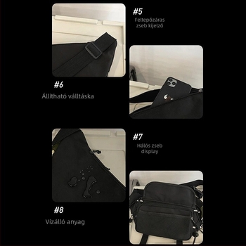 Férfi keresztpántos táska, utcai trend, nylon anyag, betűs minta, Modell FG 809A (Minta FG 809A; Anyag: Nylon; Funkció: Kopásállóság; Minta: Betűk; Szezon: Tavasz 2025)