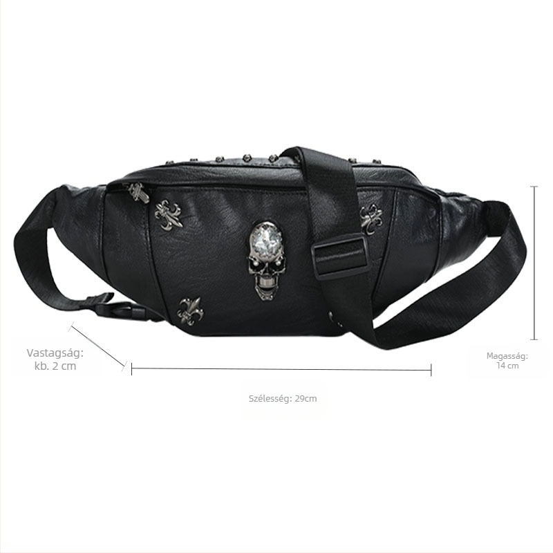 Férfi PU bőr mellkas táska, crossbody kivitel, cipzáras záródás, dumpling alakú, modell S3211#, egyszínű, egy vállpánttal, Winter 2021.