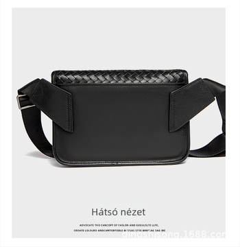 Férfi bőr crossbody táska, utcai stílus, első réteg marhabőrből, kopásálló, tárolásra alkalmas, márka nélküli.
