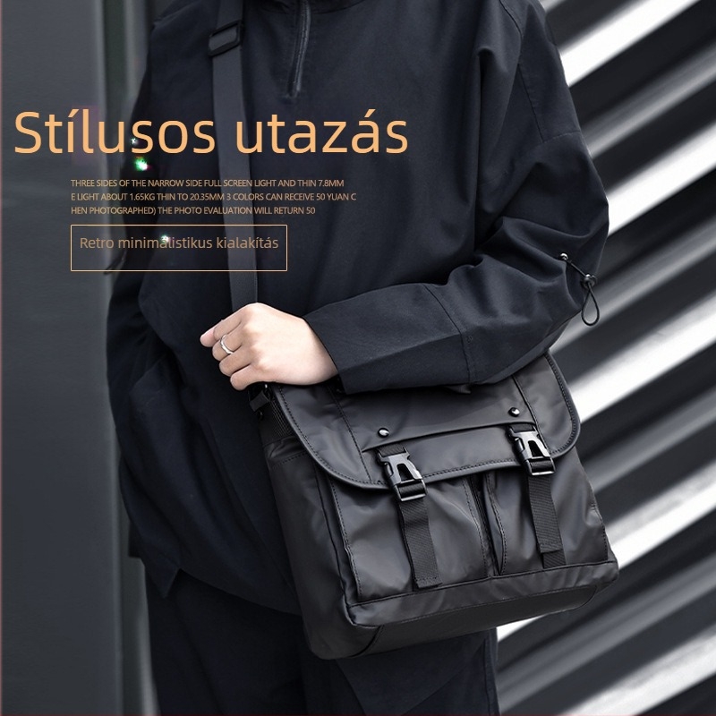 Férfi vintage keresztpántos válltáska, poliészter, vízálló, 12 hüvelykes laptophoz, Sunghee