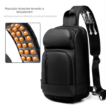 Férfi mellkas-táska crossbody - PVC anyag, lélegző kialakítás, egyszínű mintázat, poliészter bélés, üzleti utazási stílus
