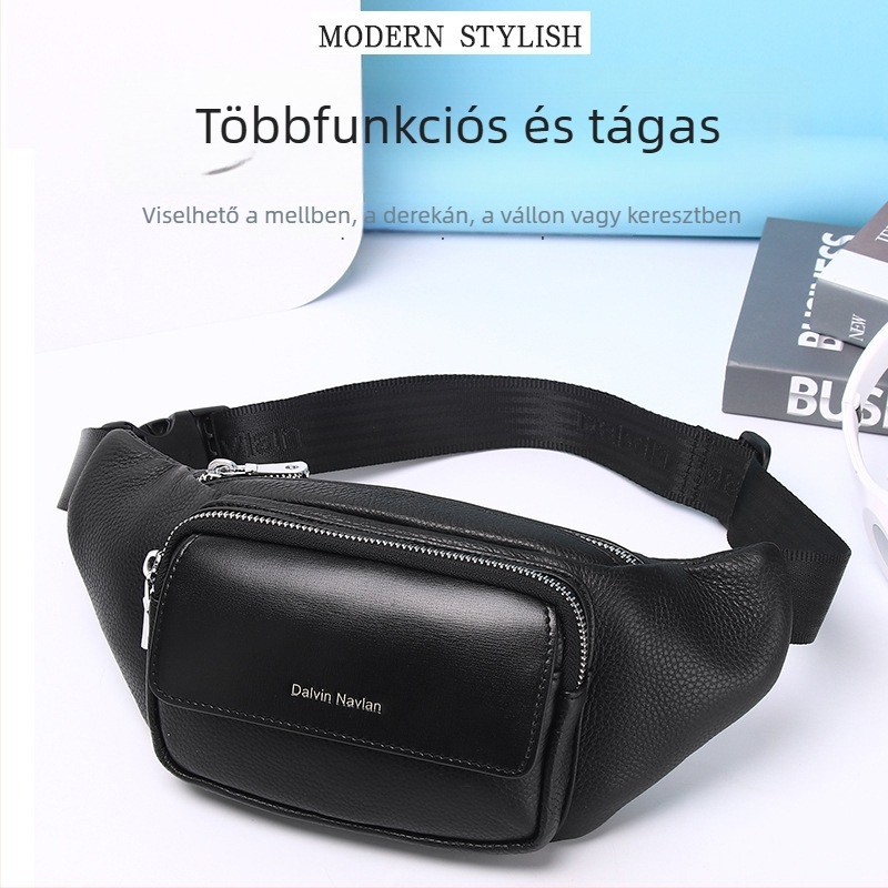 Férfi bőr deréktáska, utcai divat stílus, vízálló és kopásálló, poliészter bélés