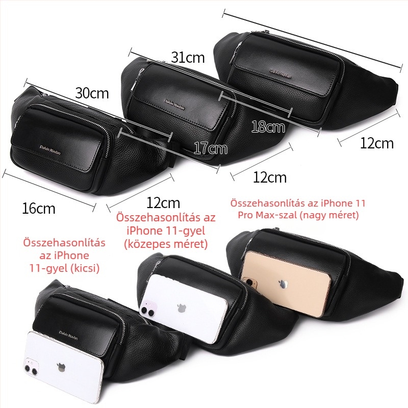 Férfi bőr deréktáska, utcai divat stílus, vízálló és kopásálló, poliészter bélés