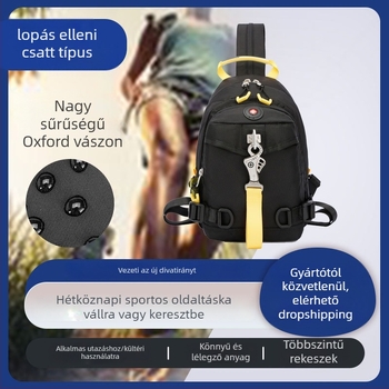 Férfi mellkas táska, vízálló Oxford anyagból, keresztpántos kivitel, modell 5539#, szabadidős utazásokhoz