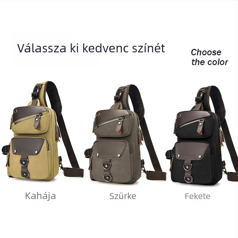 Férfi vászon Chest bag, casual stílus, napvédő funkció, poliészter bélés, 2025 tavasz