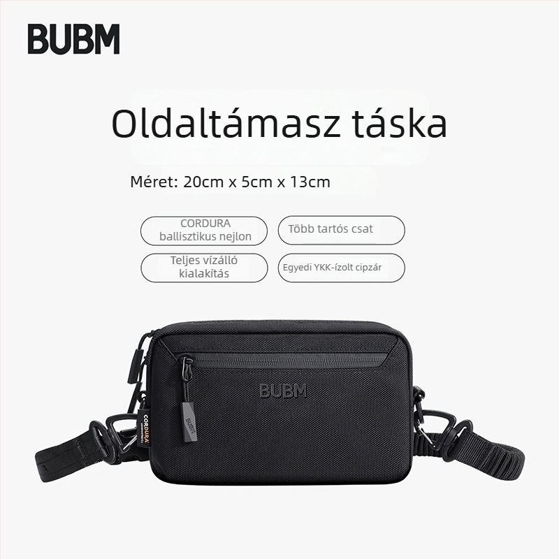 Bubm Férfi Oldaltáska – Casual Stílus, Anyag: 1050D Cordura Invista Ballistic Nylon, Vízálló és Kopásálló, Belső: Oxford Szövet Futball Mintával