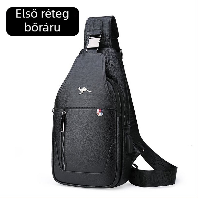 Férfi crossbody táska – marhabőrből, anti-tolvaj dizájn, modell 0528, üzleti utazásokhoz