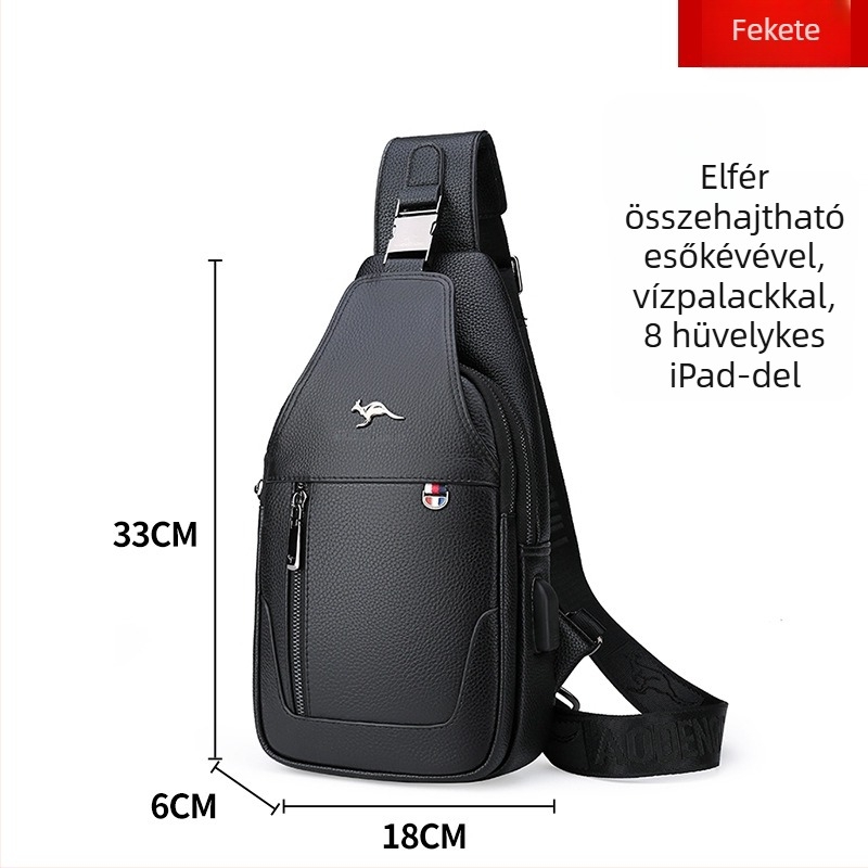 Férfi crossbody táska – marhabőrből, anti-tolvaj dizájn, modell 0528, üzleti utazásokhoz