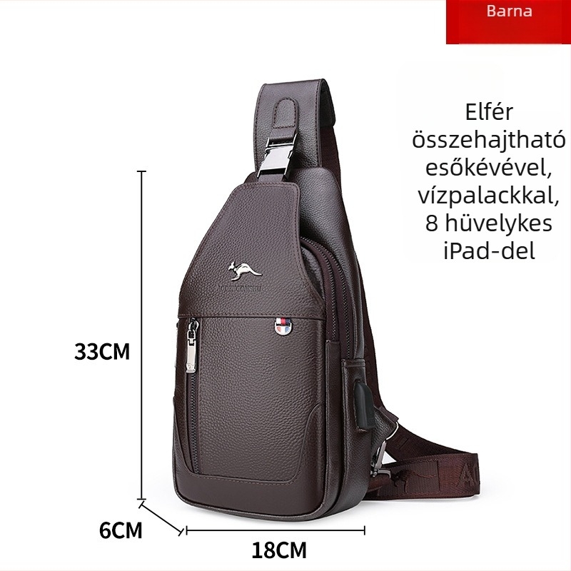 Férfi crossbody táska – marhabőrből, anti-tolvaj dizájn, modell 0528, üzleti utazásokhoz