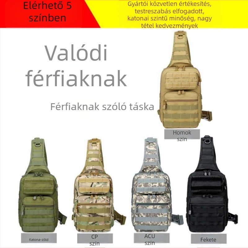 Férfiaknak oversized taktikai mellkas táska – kamufláz minta, 600D Oxford anyag, kopásálló, belső nylon bélés, 10 hüvelykes laptop befogadható