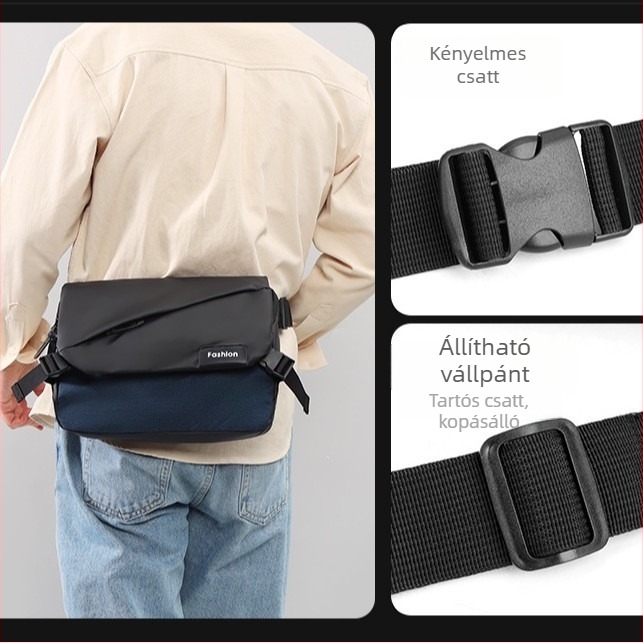 Férfi keresztpántos táska - nylonból, lélegző és ultrakönnyű, poliészter bélés, szabadidős utazásokhoz (Tavasz 2025)