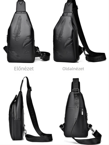 Férfi mellkasi táska valódi bőrből, első réteg marhabőrből, crossbody kialakítás, lélegző, többszintes belső