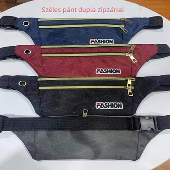 Férfi derékpánti táska – utcai stílusú nylon, kopásálló, betűs minta, poliészter bélés