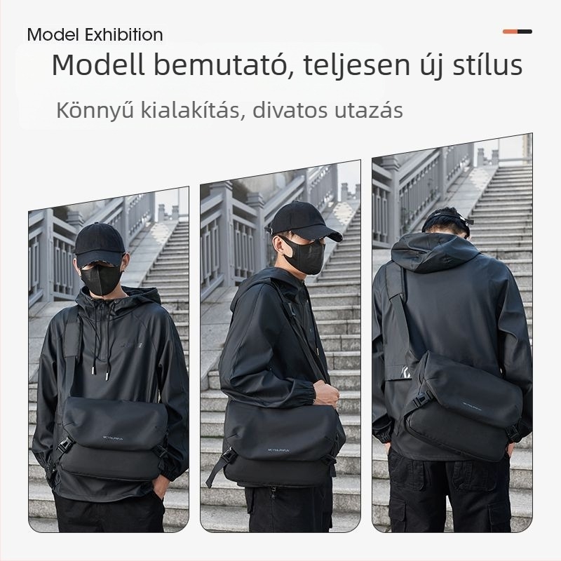 Férfi PU keresztpántos crossbody táska Oxford béléssel, Fresh and Sweet stílus, szabadidős utazásokhoz