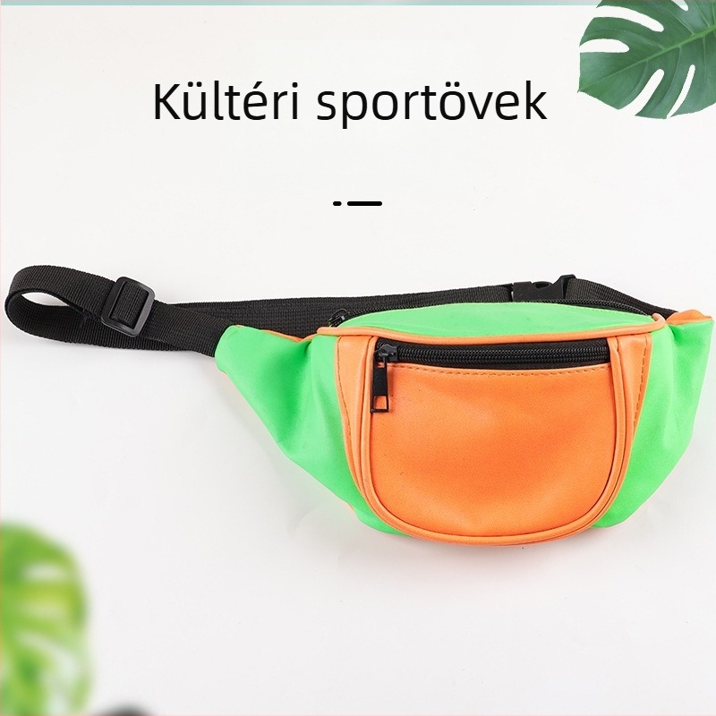 PVC anyagú sport deréktáska, PU bélés, uniszex, kültéri sportokra, szabadidős utazási stílus