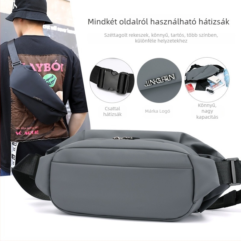 Pulson férfiak számára multifunkcionális mellkasi táska — vízálló és kopásálló PU, egyszínű mintázat, bélés poliészter-pamut, 2024 ősz
