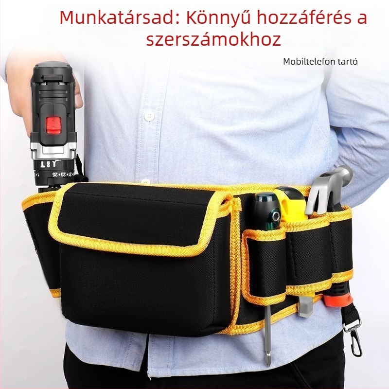 Multifunkcionális szerszámöv villanyszerelőknek és asztalosoknak, vászonból készült szerszámtáska, megerősített tárolóöv