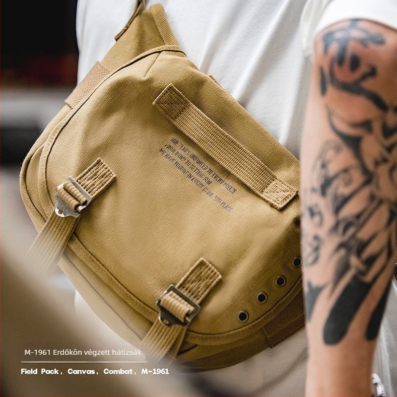 Madden Workwear M1961 pamut keresztpántos oldaltáska, bővíthető, egyszínű minta, belső pamut bélés