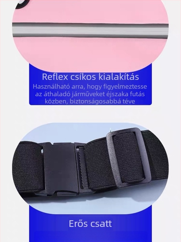 Sport derék-táska telefonhoz – vízálló nylon-lycra anyag, ultrakönnyű, bővíthető, tehercsökkentő kialakítás, éjszakai reflexiós láthatóság
