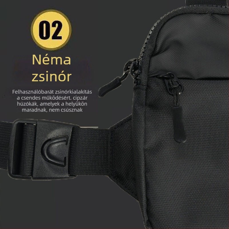 Nylon uniszex mini derék- és crossbody táska telefontartóval, könnyű, vízálló, futáshoz