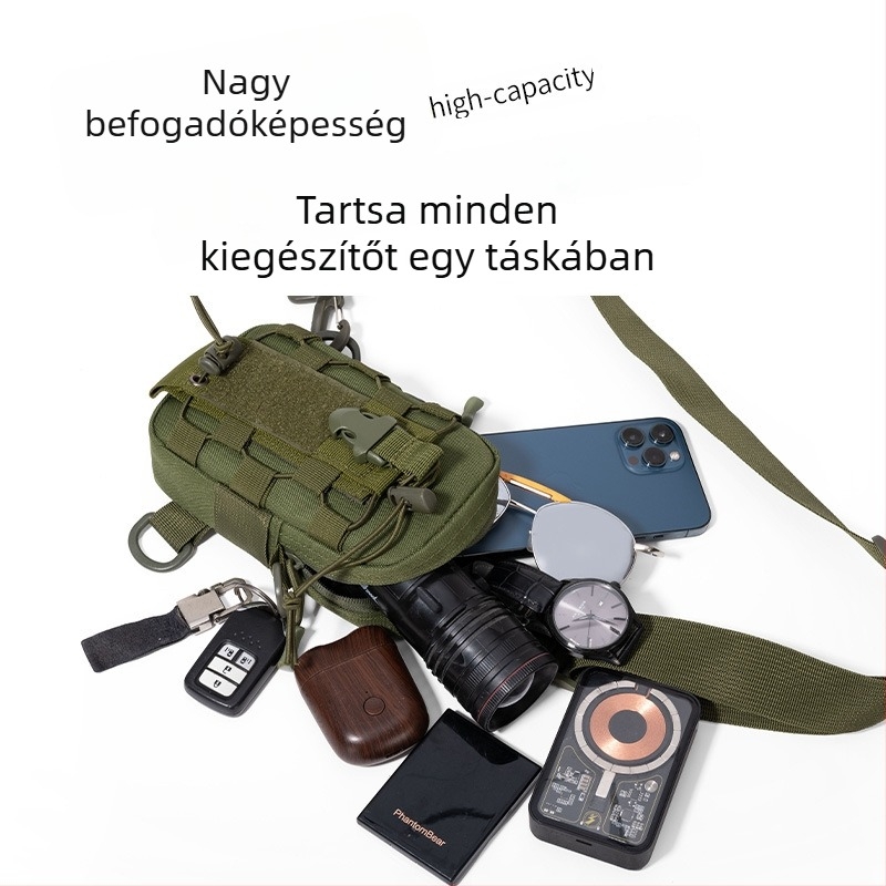 Férfi taktikai mellkas táska, multifunkcionális, vízálló, lélegző, kopásálló, bővíthető kapacitás, Oxford anyag