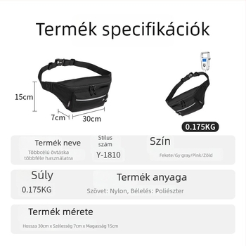 Férfiaknak való nylon deréktáska – Nagy kapacitás, vízlepergető, kopásálló, légáteresztő, bővíthető