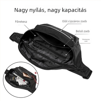Férfiaknak való nylon deréktáska – Nagy kapacitás, vízlepergető, kopásálló, légáteresztő, bővíthető