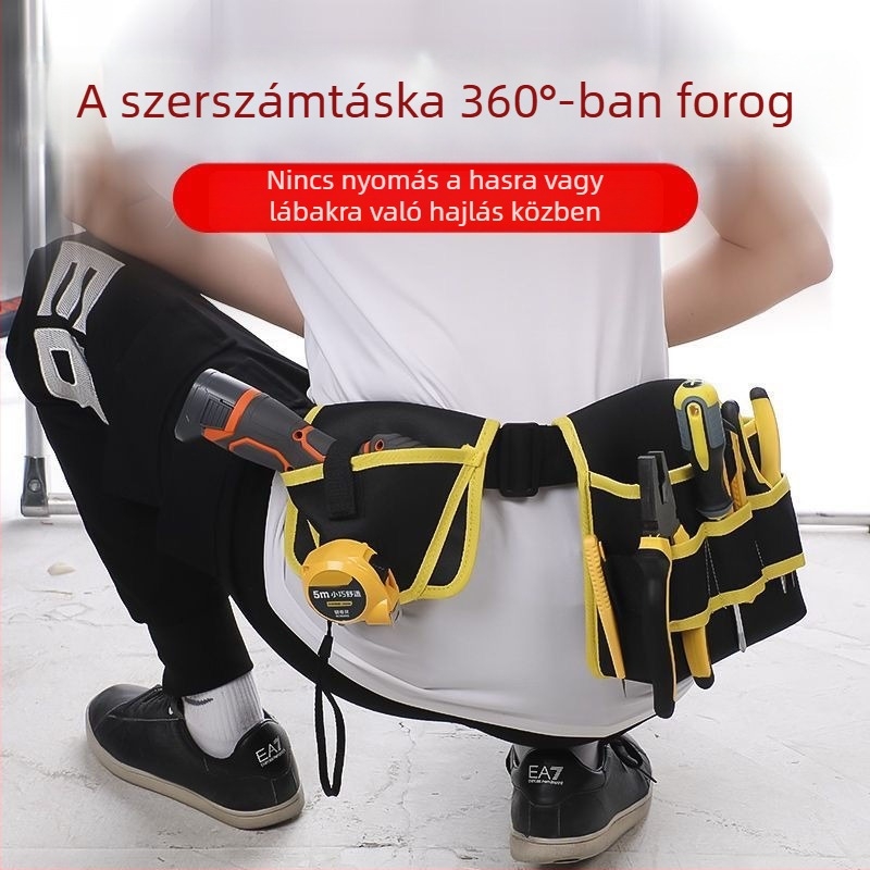 Övön viselhető szerszámtáska – hordozható, 360‑funkciós vászon fúró‑táska, erős, megerősített kialakítás