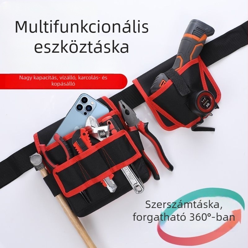 Övön viselhető szerszámtáska – hordozható, 360‑funkciós vászon fúró‑táska, erős, megerősített kialakítás