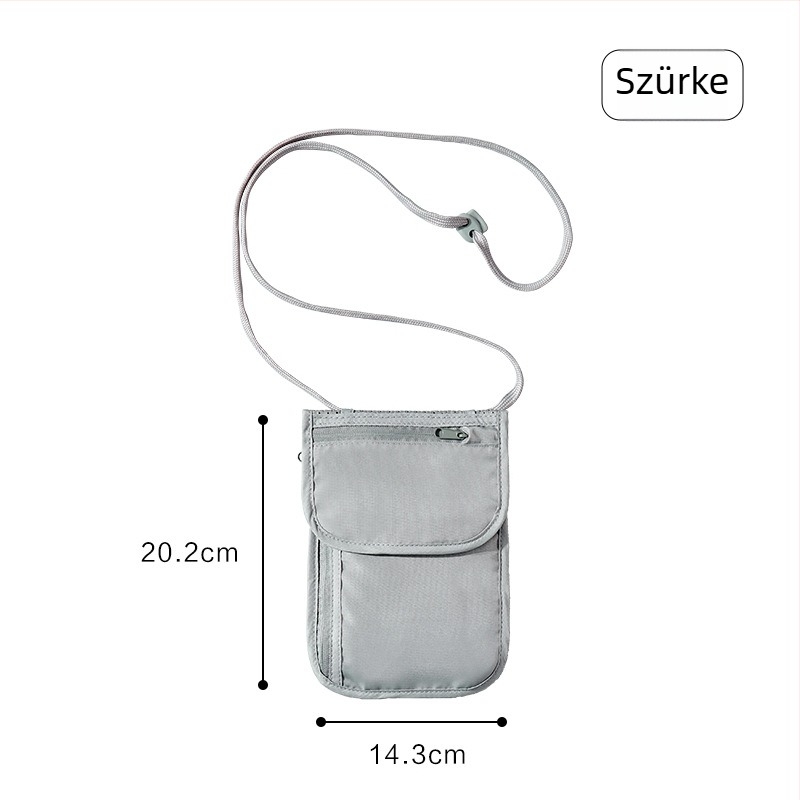 RFID-védett útlevél- és irattároló övtáska, vízálló, utazásokhoz, poliészter anyagból